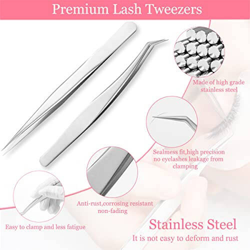 Lash Eyelash Extension Kit, Professional Mannequin Head Eyelash Grafting Training Tools False Eyelash Extensions Practice Exercise Set for Beginners with Inpidual Lashes Glue Tweezers Lash Fan Dryer - 5