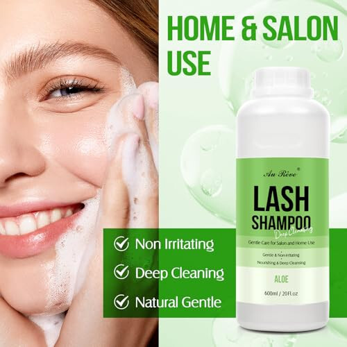 Lash Shampoo Bulk for Lash Extensions 600 Ml/20fl.oz Eyelash Extension Cleanser Oil Free Lash Cleanser for Eyelash Care, Gentle Foaming Eyelash Shampoo for Salon Home Care (Aloe 600ml) - 3