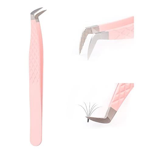Lash Tweezers for Eyelash Extensions for Volume and Lighter Mega Volume Fans Professional Precision Stainless Steel Lash Extension Tweezers Curved Boot Angled Tips - MODAZONE