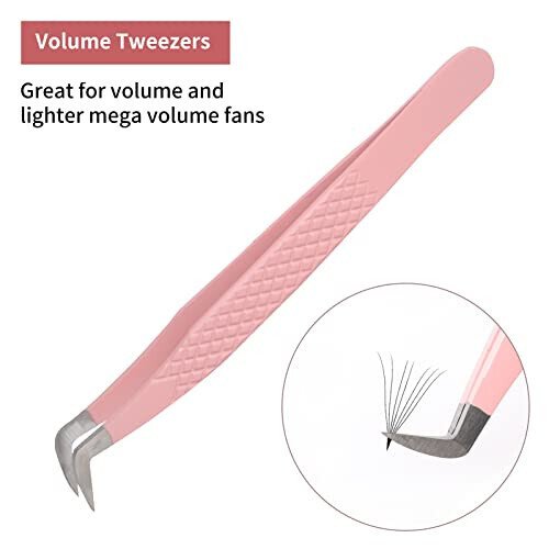 Lash Tweezers for Eyelash Extensions for Volume and Lighter Mega Volume Fans Professional Precision Stainless Steel Lash Extension Tweezers Curved Boot Angled Tips - MODAZONE (1)