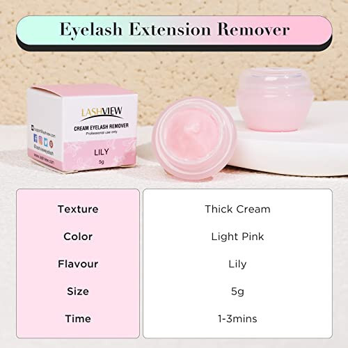 LASHVIEW Kirpik Uzatma Çıkarıcı Krem, Özel LILY Aromalı Krem, Kirpik Uzatma Çıkarıcı Krem Profesyonel Kirpik Uzatmaları Çıkarıcı Salon İçin, 5g - 5