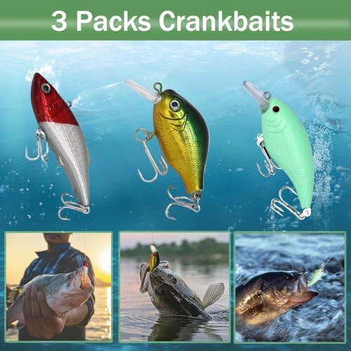 LASOCUHOO Fishing Lures Kit, Spoon Lures, Soft Plastic Worms, Frog Lures, Bait Tackle Kit for Bass, Trout, Salmon for Freshwater and Saltwater - 5