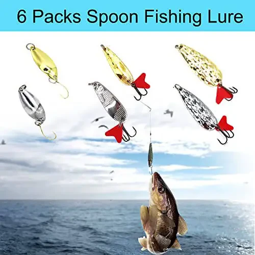 LASOCUHOO Fishing Lures Kit, (94Pcs) Spoon Lures, Soft Plastic Worms, Frog Lures, Bait Tackle Kit for Bass, Trout, Salmon for Freshwater and Saltwater - 9
