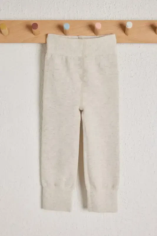 Lastik Detaylı Bebek Tayt Ekru-Ekru - KATIA & BONY