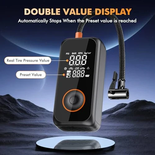Tire Inflator Portable Air Compressor,3X Faster Inflation Air Pump for Car Tires,150PSI Cordless Electric Air Comperssor with Gauge Pressure and Auto Shut-off,Tire Pump for Car,Bike,Motorcycle,Ball - ERMWALK (1)