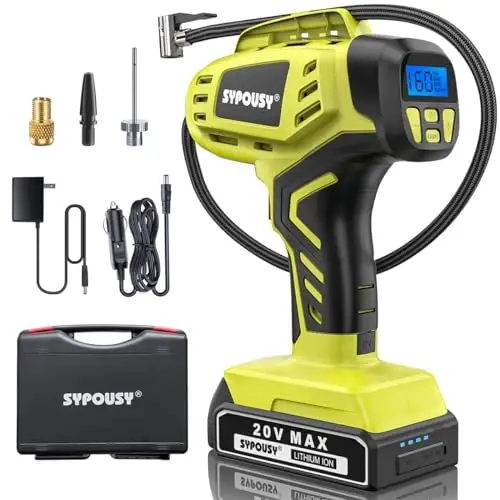 Tire Inflator Portable Air Compressor,Digital Cordless Tire Inflator,2X Faster Car Tire Pump with 20V Rechargeable Battery,Dual Power Supply Modes,Air Pump for Car Tires,E-Bike etc. (Green) - 1