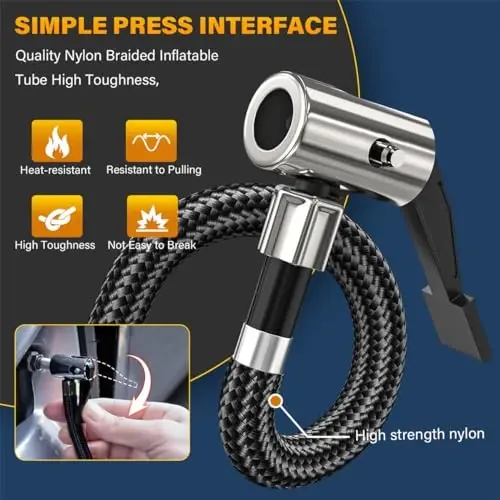 Tire Inflator Portable Air Compressor,Digital Cordless Tire Inflator,2X Faster Car Tire Pump with 20V Rechargeable Battery,Dual Power Supply Modes,Air Pump for Car Tires,E-Bike etc. (Green) - 6