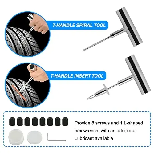Tire Repair Kit, Tire Inflator Portable Air Compressor, Heavy Duty Flat Tire Repair Kit With 12V Air Pump For SVU, Car, Motorcycle, Truck, RV And Other Tire Repair - 5