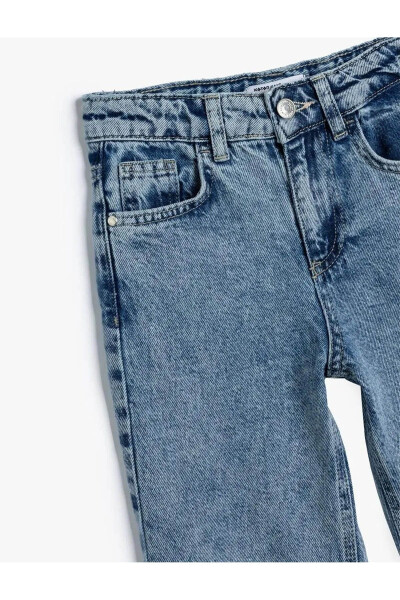 Lastikli bel ve paçalı, pamuklu jegging jean. - 8