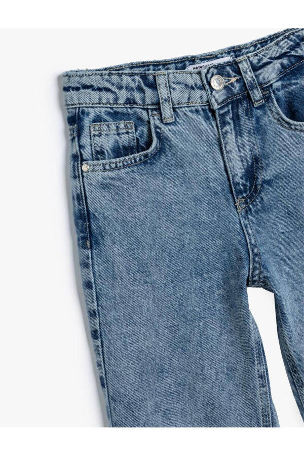 Lastikli bel ve paçalı, pamuklu jegging jean. - 6