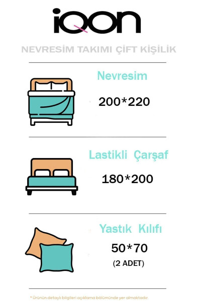 Lastikli Çarşaflı Nevresim Takımı Çift Kişilik Geometric Gri - 4