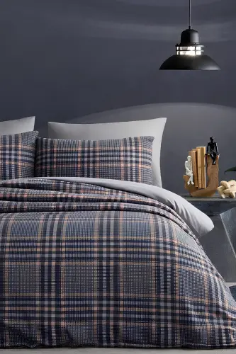 Lastikli Çarşaflı Nevresim Takımı Çift Kişilik Nordic Style Gri-GRİ - 4