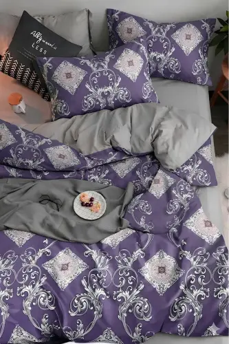 Lastikli choyshabli ko'rpa-to'shak jildi ikki kishilik Hanedan binafsha - Hanedan binafsha - 4