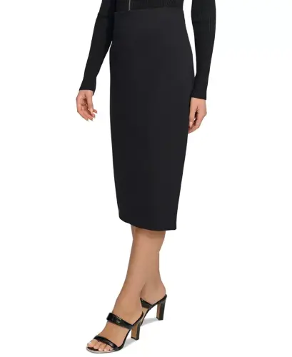 Pull-On Pencil Skirt - Black - 3