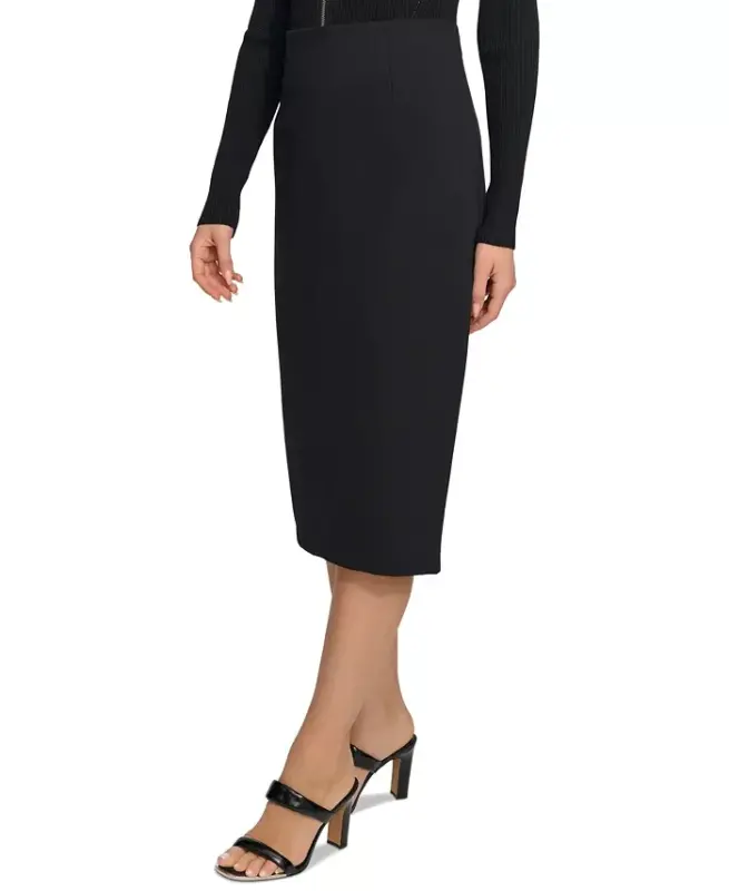 Pull-On Pencil Skirt - Black - 3