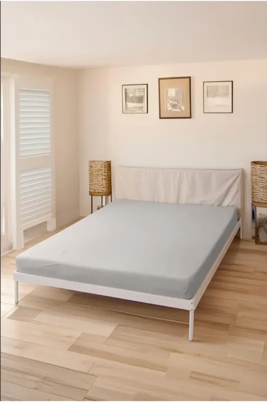 Lastikli Pamuk Penye Çarşaf Gri 180x200 Littlekingsize - 1