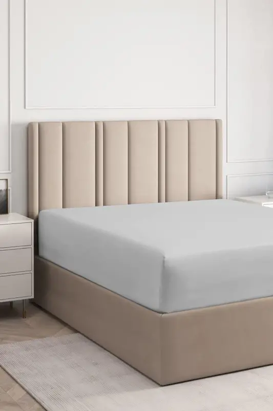 Lastikli Pamuk Penye Çarşaf Gri 180x200 Littlekingsize - 2