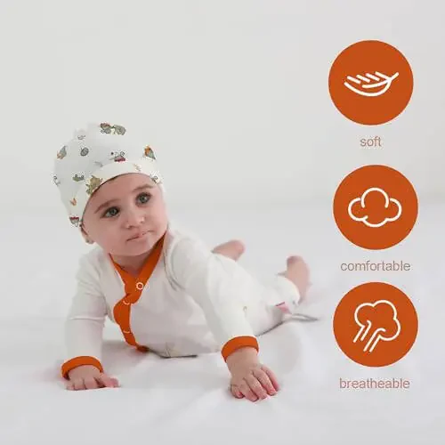 LAT LEE AND TOWN Newborn Baby Cotton Sleeper Gown Set Long Sleeve Nightgown with Hat Sleep Sack Unisex (rabbit, M) - 18