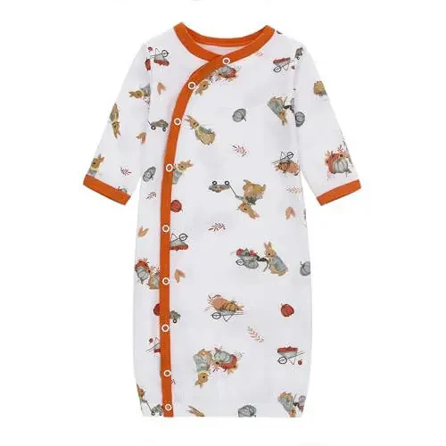 LAT LEE AND TOWN Newborn Baby Cotton Sleeper Gown Set Long Sleeve Nightgown with Hat Sleep Sack Unisex (rabbit, M) - 6