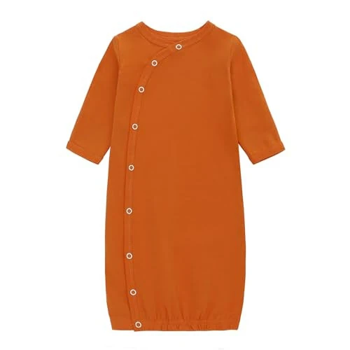 LAT LEE AND TOWN Yangi tug'ilgan chaqaloq uchun paxtadan tikilgan uxlash liboslari to'plami, uzun yengli tunika, shlyapa va uxlash xalati, unisex (quyon, M) - 14