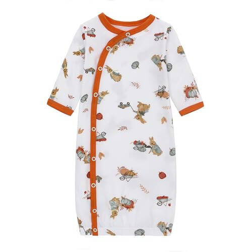 LAT LEE AND TOWN Newborn Baby Cotton Sleeper Gown Set Long Sleeve Nightgown with Hat Sleep Sack Unisex (rabbit, M) - 34