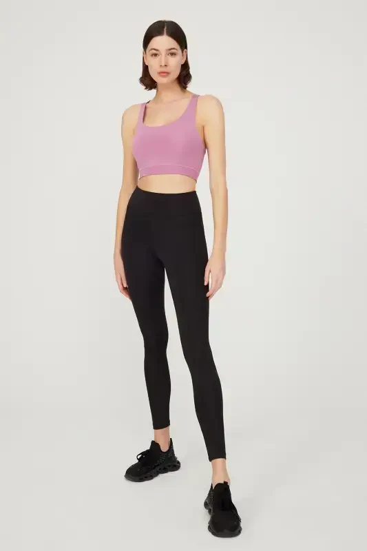 Lavanda Yengil Qo'llab-quvvatlovchi Orqa Tafsilotli Astarli Sport Bra - 4