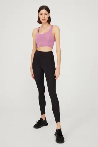 Lavanta Hafif Destekli Sırt Detaylı Kaplı Spor Sütyeni-Lavanta - 4