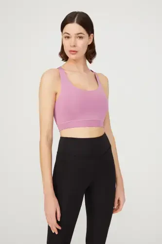 Lavender Lightly Supported Back Detailed Padded Sports Bra - LOS OJOS (1)