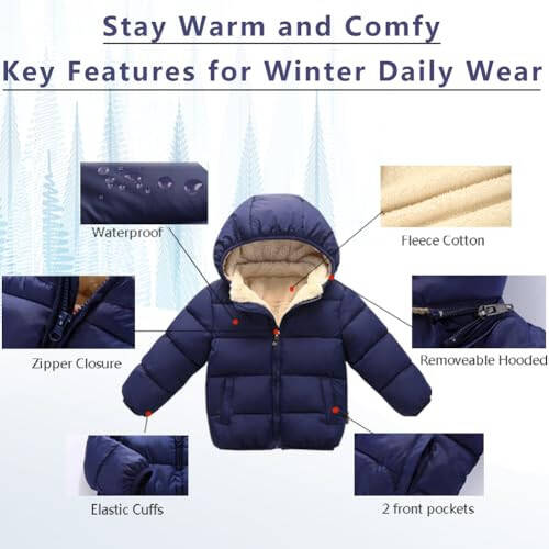 LAVIQK Baby Boys Girls Toddlers Winter Coats Puffer Jacket Hooded Down Snow Jacket Coat Outerwear - 4