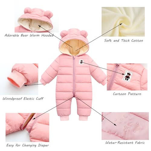 LAVIQK Newborn Snowsuit Baby's Romper Jumpsuit Winter Coats Warm Down Coat Cute Padded Windproof Onesie for infant girls boys - 3