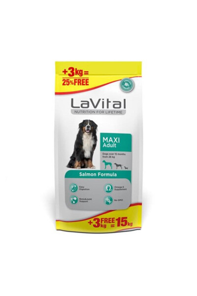 Lavital Salmon Adult Large Breed Dog Food 12 x 3 Kg - 2