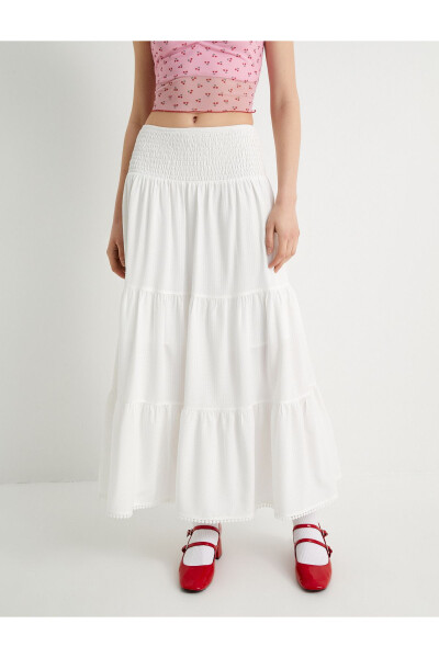 Layered Long Skirt with Lining, Relaxed Fit, Gipi Detail, Standard Waist - 3