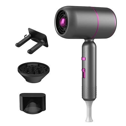 Layhou Hairdryer Powerful Blue Light Ion 3 Cold & Hot Air Settings Fast Drying with Diffuser and Concentrator Nozzle Foldable Blowdryer for Home Travel - 1