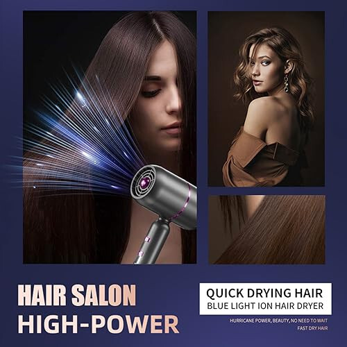 Layhou Hairdryer Powerful Blue Light Ion 3 Cold & Hot Air Settings Fast Drying with Diffuser and Concentrator Nozzle Foldable Blowdryer for Home Travel - 4