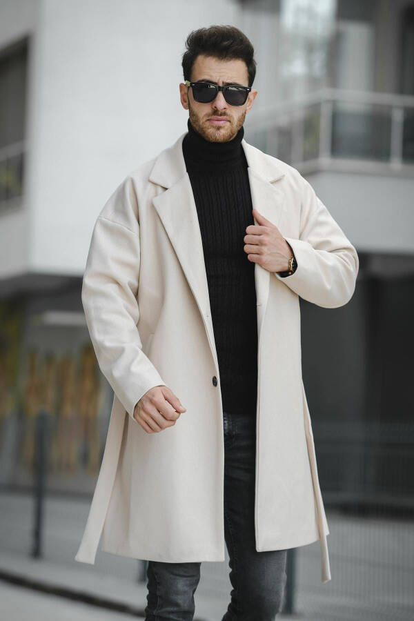 Layun Men's Belted Oversized Relaxed Fit Casual Trench Coat - 2