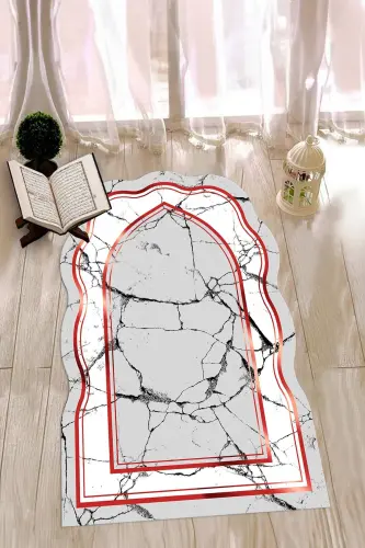 Dijital Baskılı Yıkanabilir Lazer Kesim Hediyelik Namazlık Seccade 70x130 - KIRMIZI - EY HOME (1)