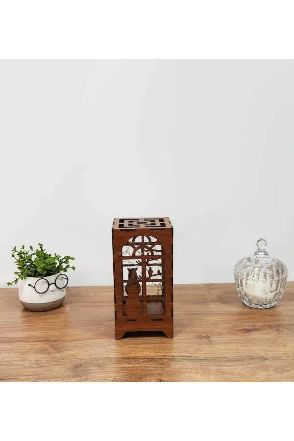 Lazerli kesilgan Peri LEDli Abajur Mini Stol Kechasi Chiroqi Batareyali - 5