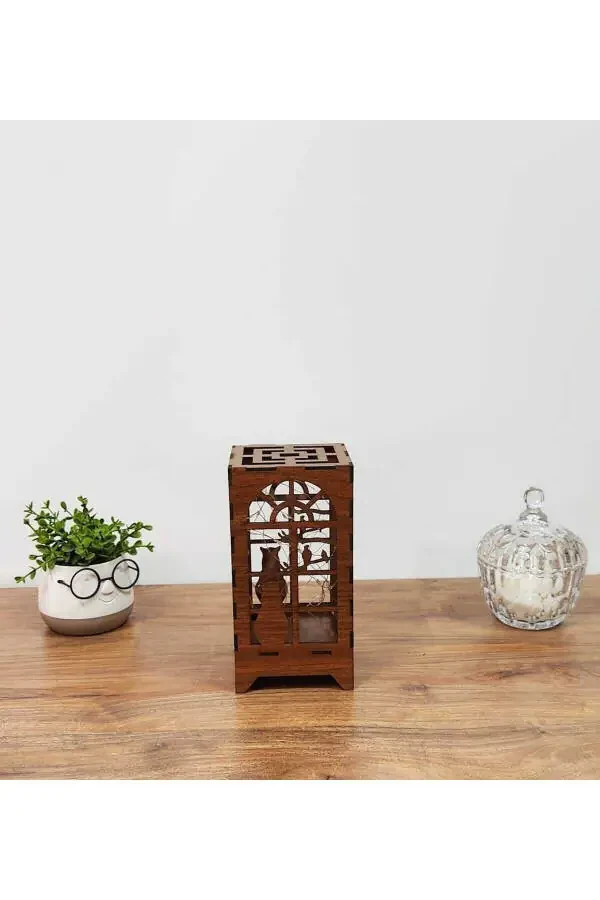 Lazerli kesilgan Peri LEDli Abajur Mini Stol Kechasi Chiroqi Batareyali - 2