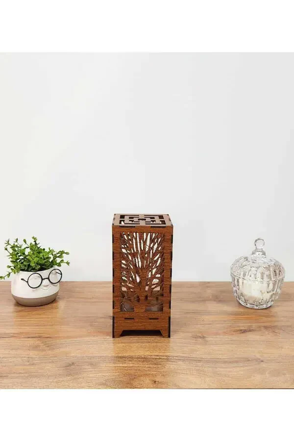 Lazerli kesilgan Peri LEDli Abajur Mini Stol Kechasi Chiroqi Batareyali - 3