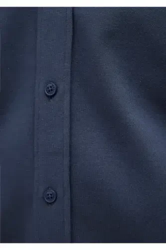 Лазурная Трикотажная Рубашка Slim Fit / Узкий Крой 0211110- - 6