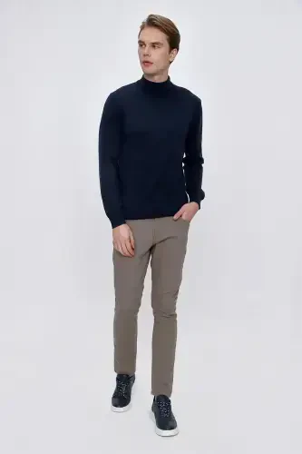 Лазурный Basic Динамичный Fit Свободный Крой Водолазка Трикотажный Свитер - 5