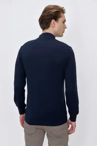 Лазурный Basic Динамичный Fit Свободный Крой Водолазка Трикотажный Свитер - 6