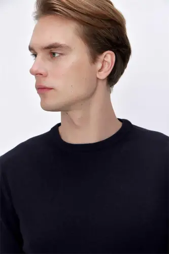 Лазурный Basic Dinamik Fit Удобный Крой Велосипедный Воротник Трикотажный Свитер - 6