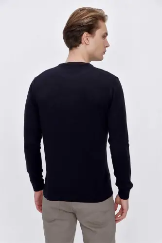 Лазурный Basic Dinamik Fit Удобный Крой Велосипедный Воротник Трикотажный Свитер - 7