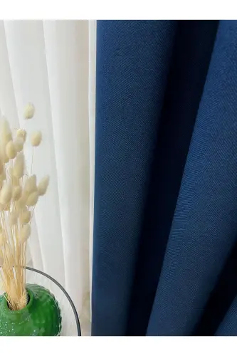 Лазурный - Льняной Вид 1/3 ЧАСТЫЙ Плиссированный Фон Занавес - Лазурный 