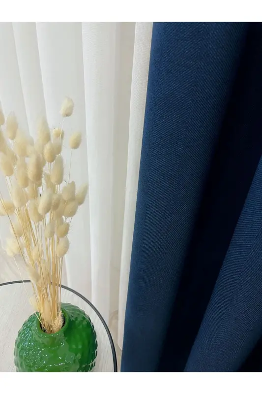 Лазурный - Льняной Вид 1/3 ЧАСТЫЙ Плиссированный Фон Занавес - Лазурный - 2