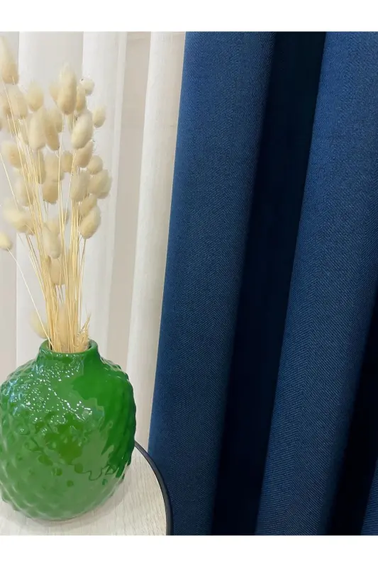 Лазурный - Льняной Вид 1/3 ЧАСТЫЙ Плиссированный Фон Занавес - Лазурный - 3