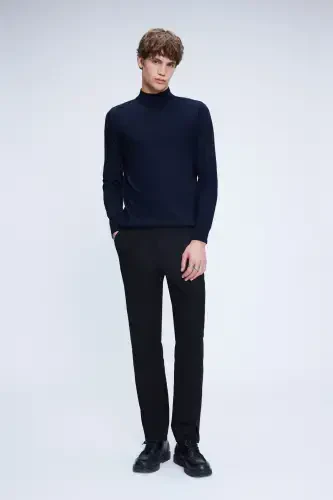 Лазурный Regular Fit Однотонный Полуворотник-гольф Шерстяной - HATEMOĞLU (1)