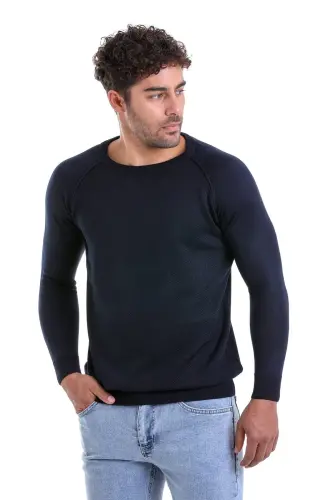 Лазурный Regular Fit Узорчатый Велосипедный Воротник Шерстяной Т - 2