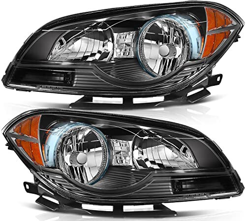 LBRST Headlight Assembly for Chevrolet for Malibu 2008-2012 Black Housing Amber Reflector Clear Lens Driver and Passenger Side Headlamp - 1